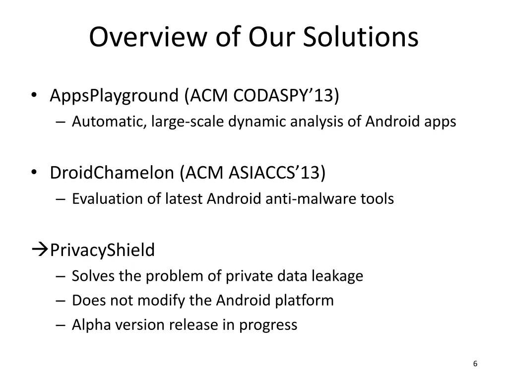 overview of our solutions