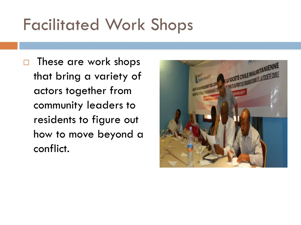 facilitated work shops