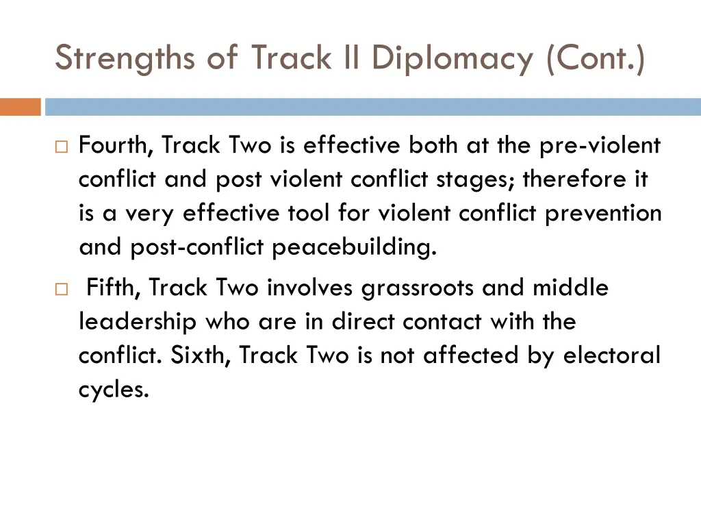 strengths of track ii diplomacy cont