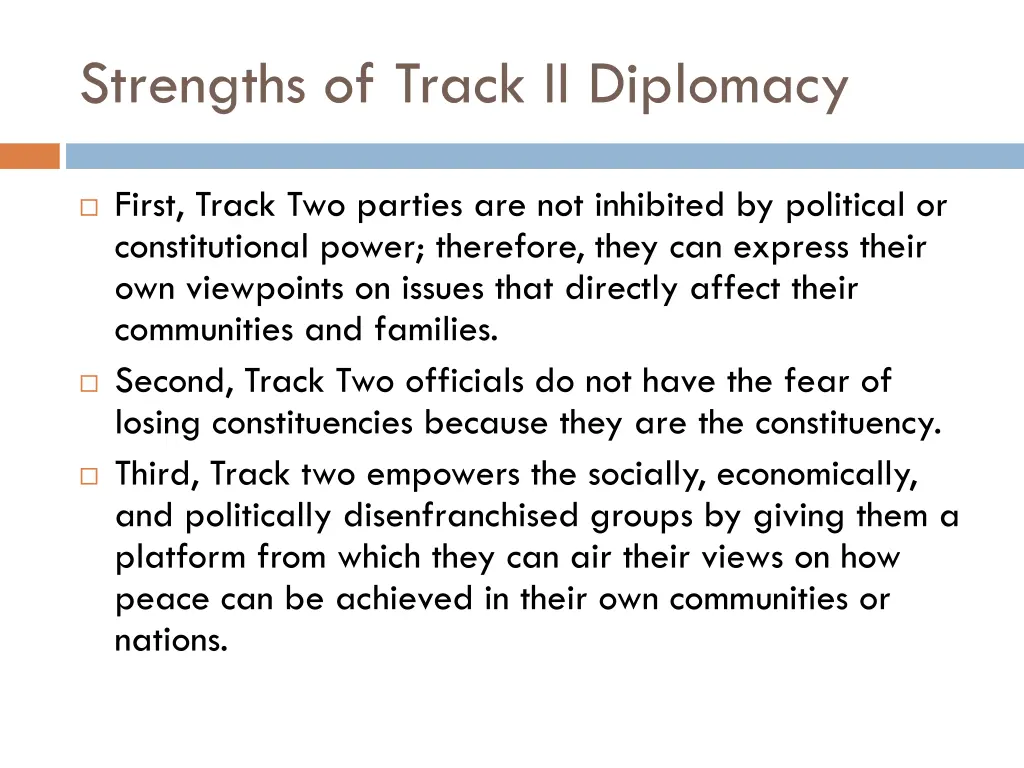 strengths of track ii diplomacy