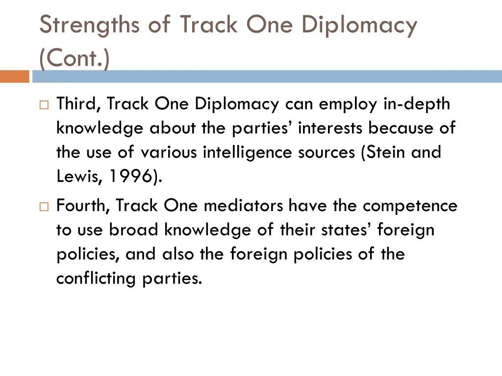 strengths of track one diplomacy cont