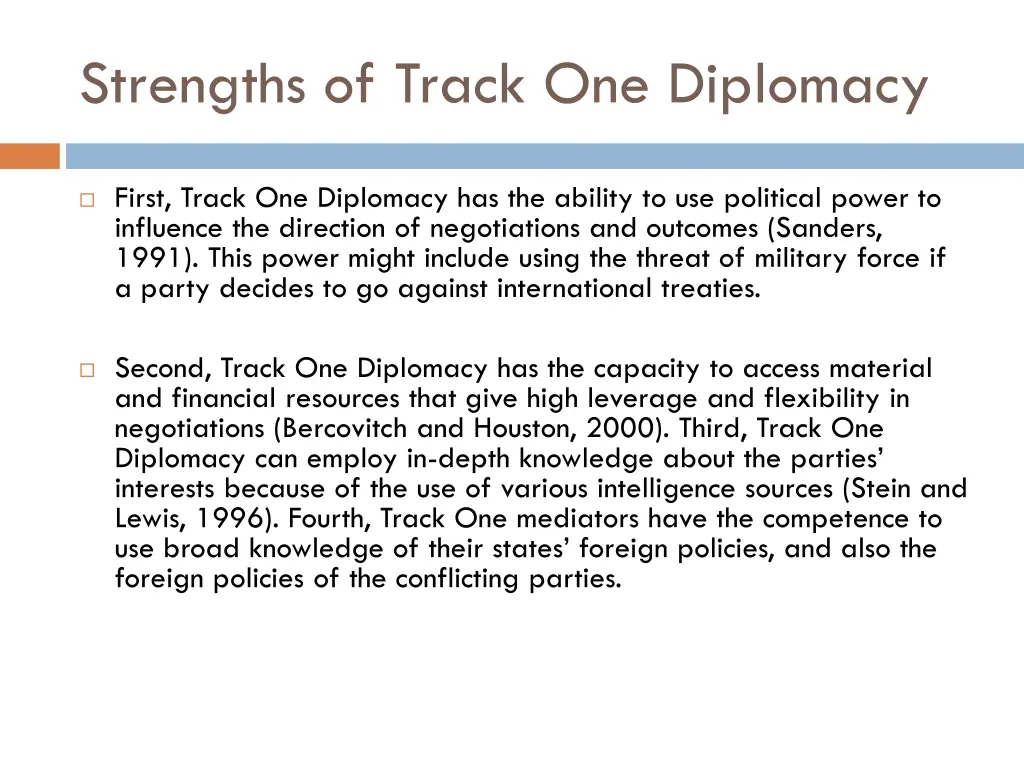 strengths of track one diplomacy