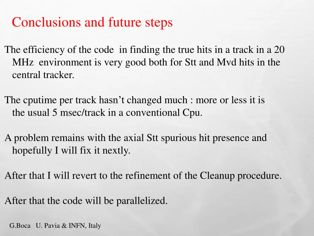conclusions and future steps