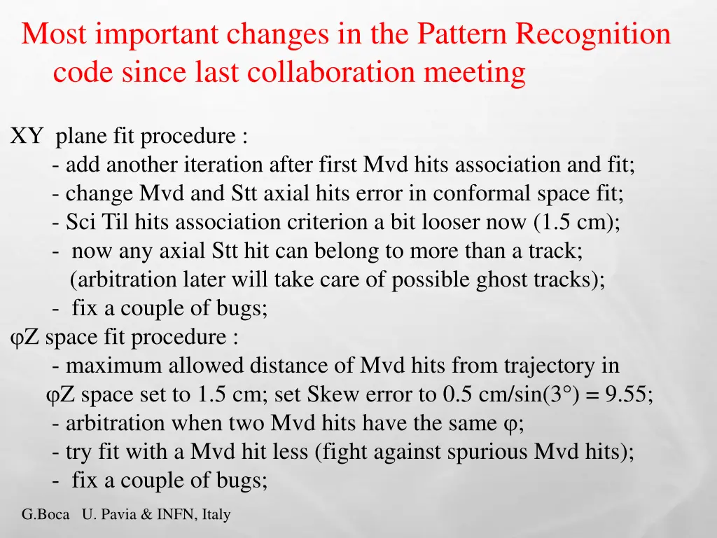most important changes in the pattern recognition