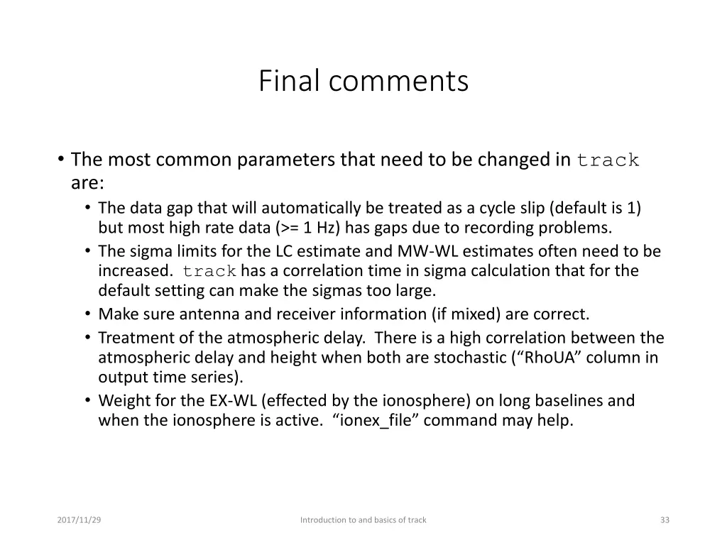 final comments