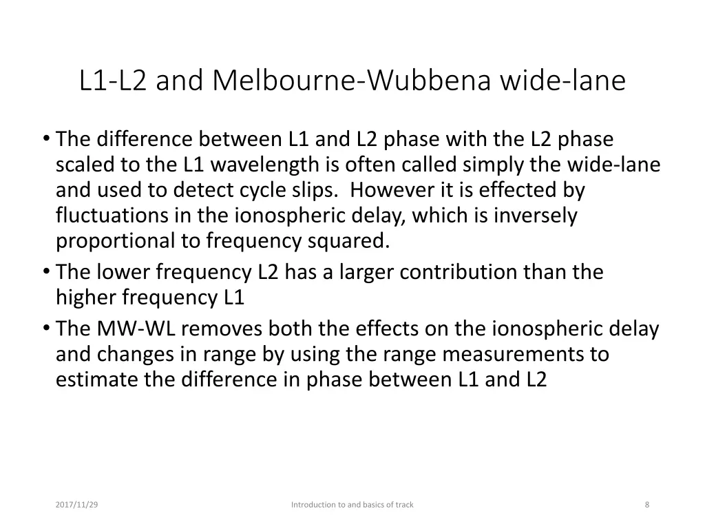 l1 l2 and melbourne wubbena wide lane