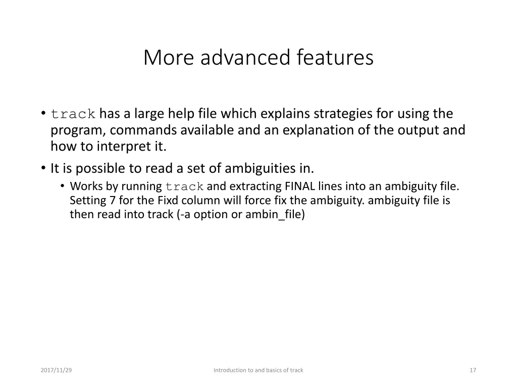 more advanced features
