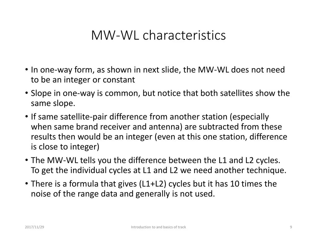 mw wl characteristics