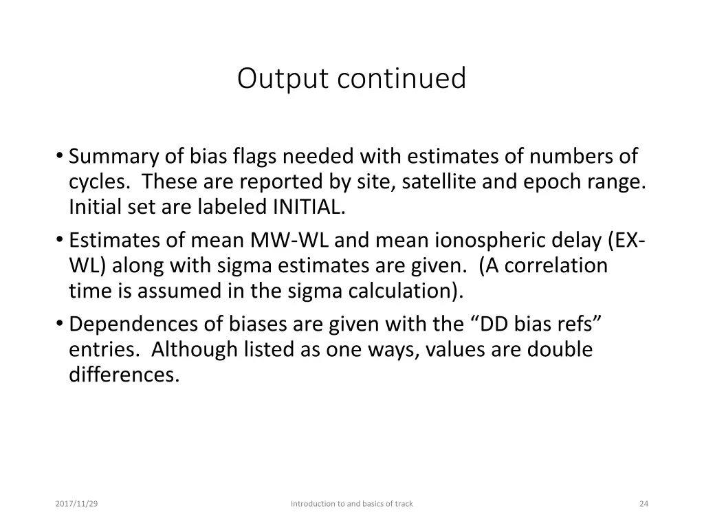 output continued