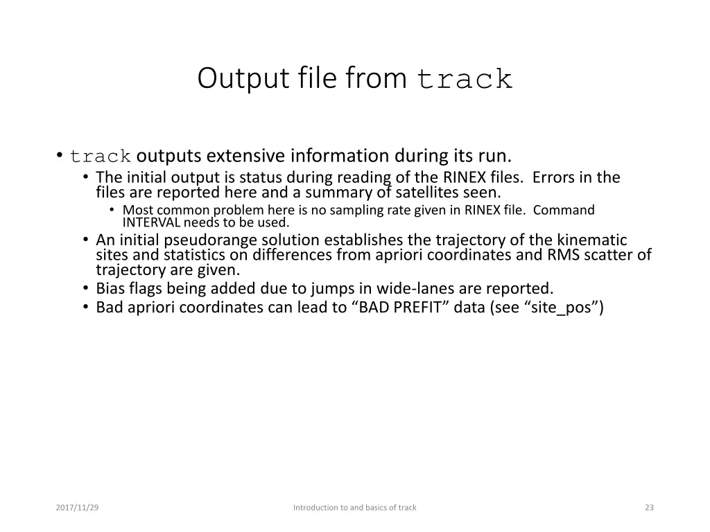 output file from track