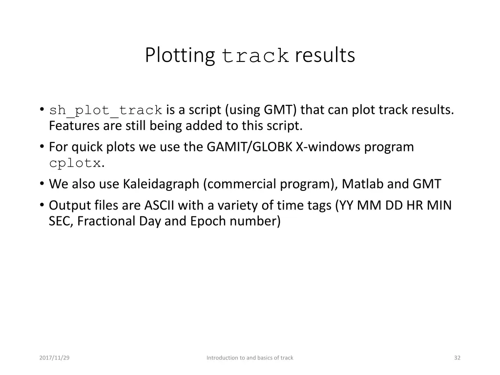 plotting track results