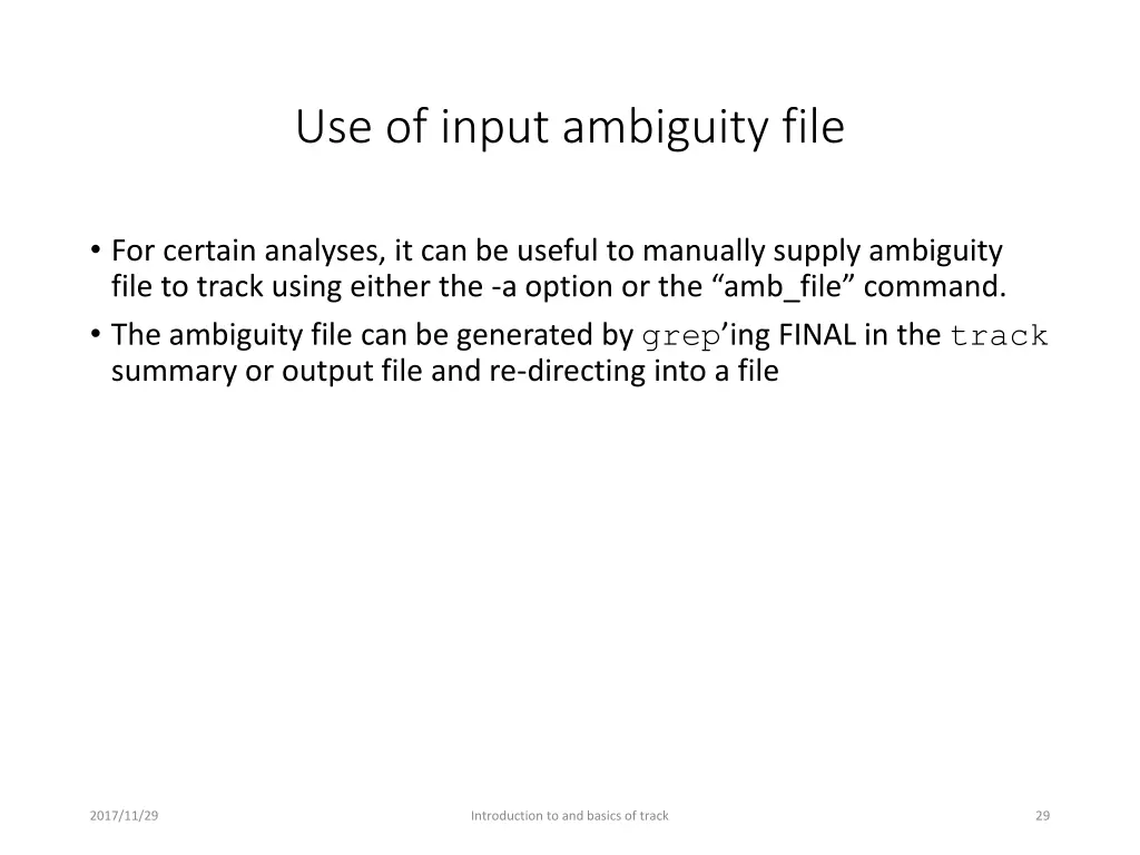 use of input ambiguity file