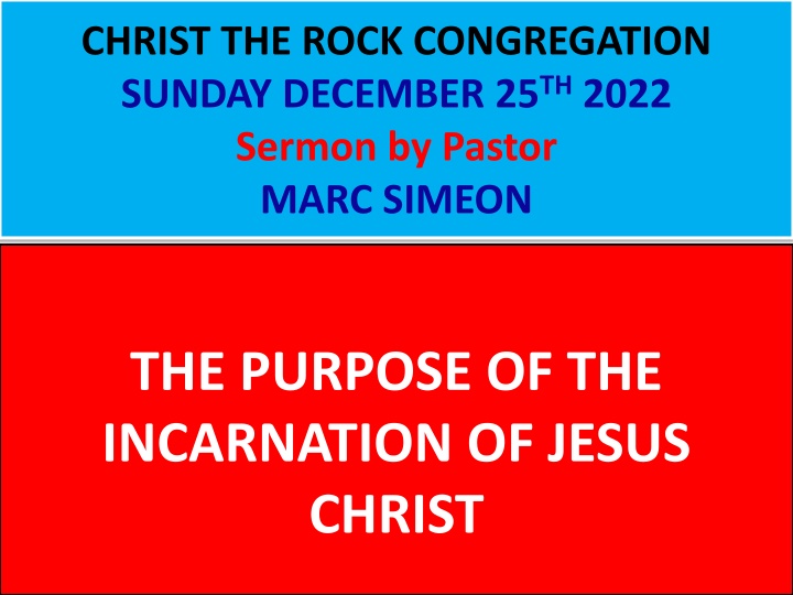 christ the rock congregation sunday december