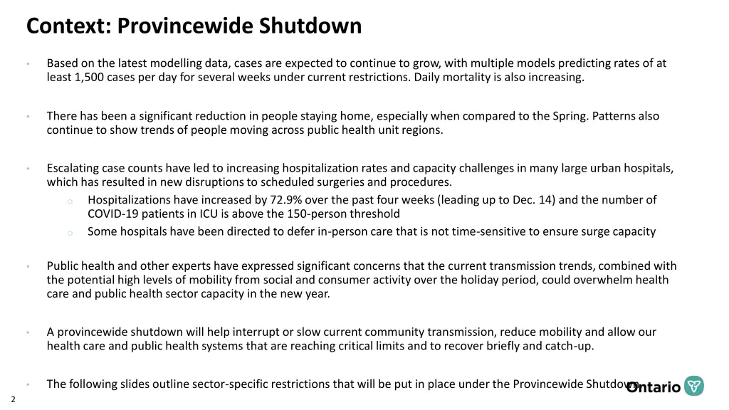 context provincewide shutdown