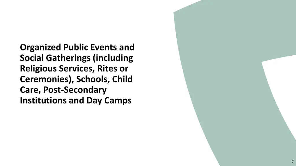 organized public events and social gatherings