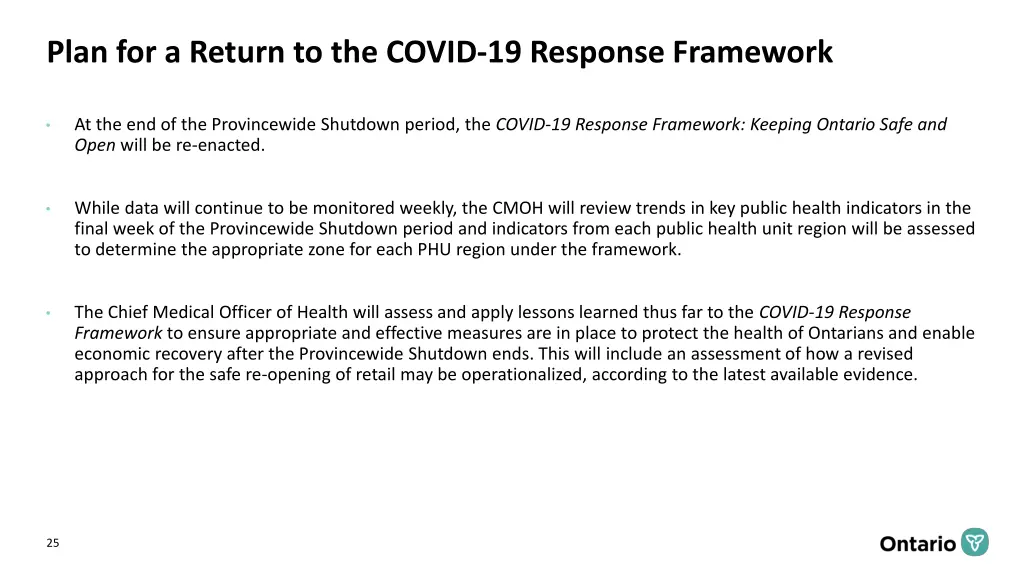 plan for a return to the covid 19 response