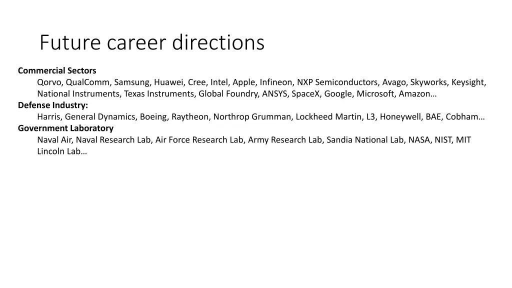 future career directions