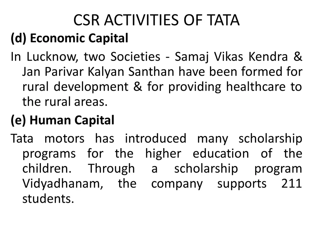 csr activities of tata d economic capital