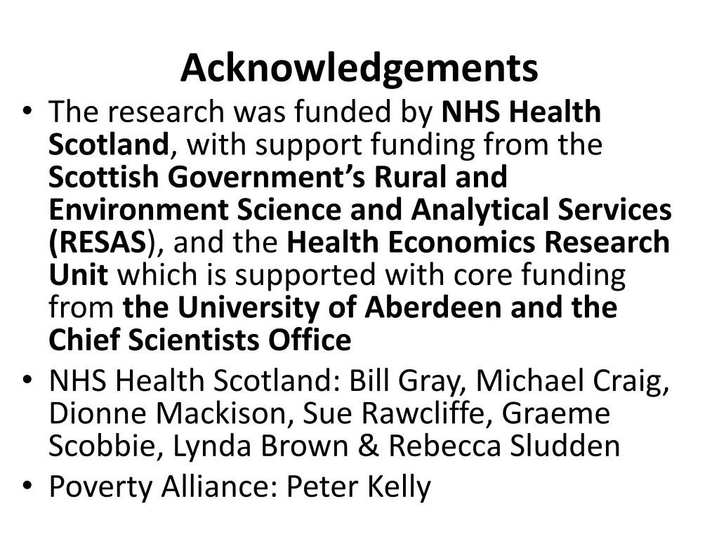 acknowledgements the research was funded