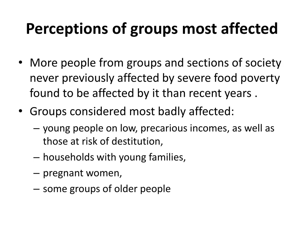 perceptions of groups most affected