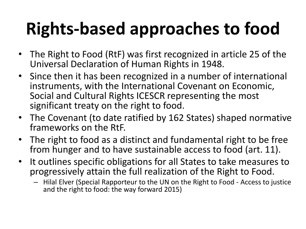 rights based approaches to food