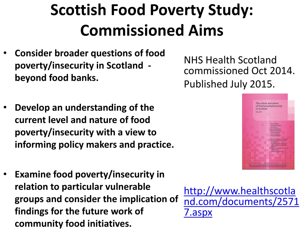 scottish food poverty study commissioned aims