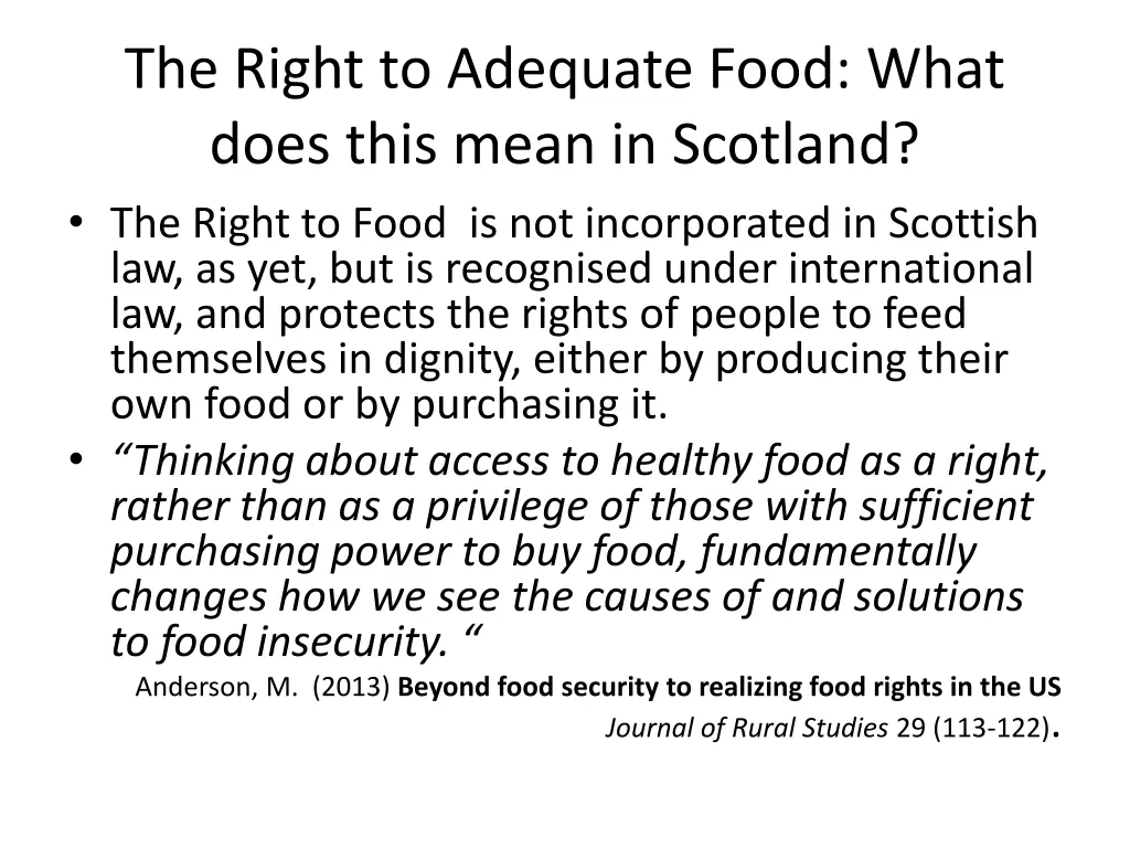 the right to adequate food what does this mean