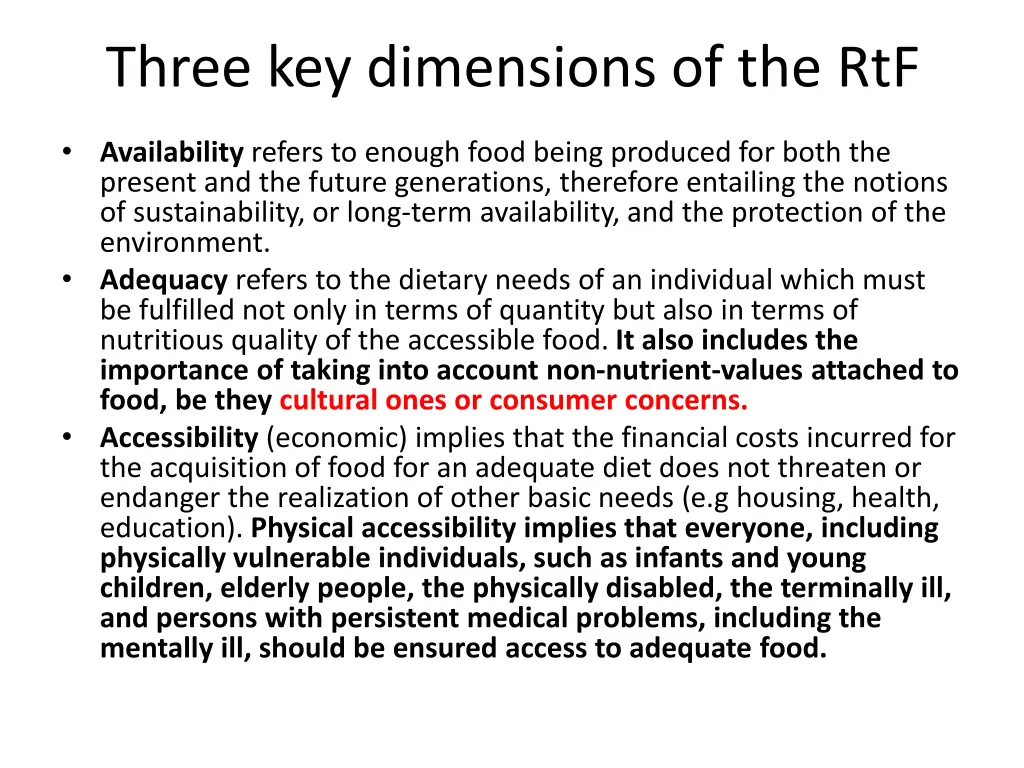 three key dimensions of the rtf