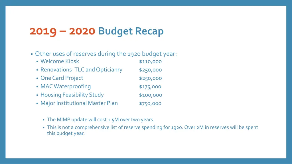 2019 2020 budget recap 1