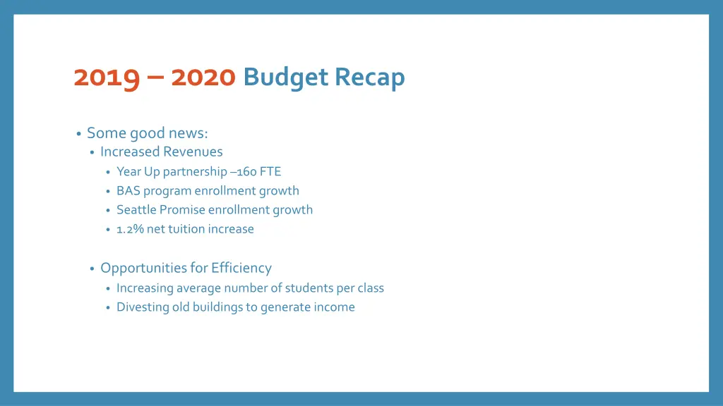 2019 2020 budget recap 2