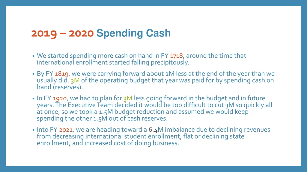 2019 2020 spending cash