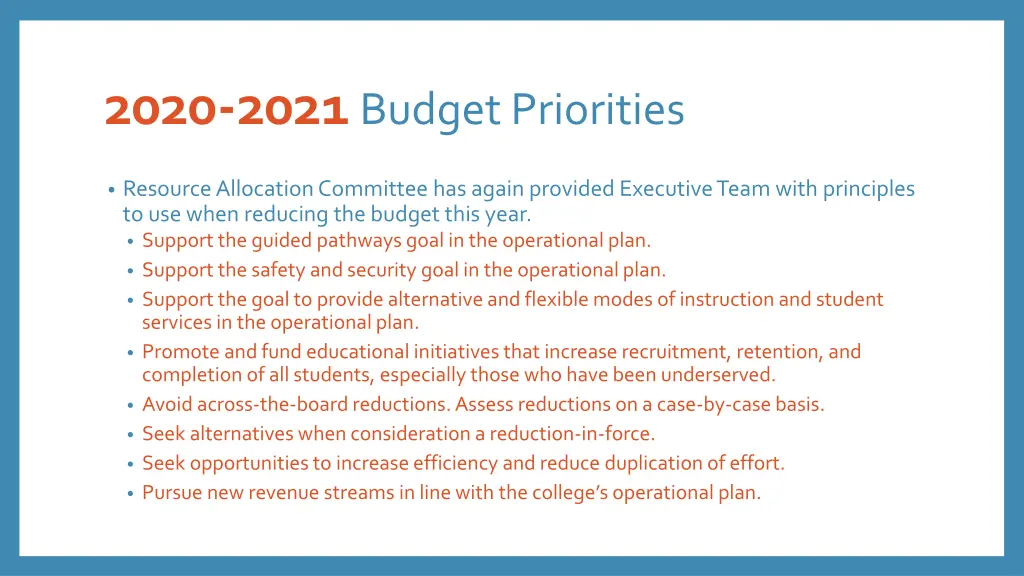 2020 2021 budget priorities 2