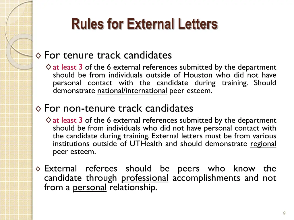rules for external letters