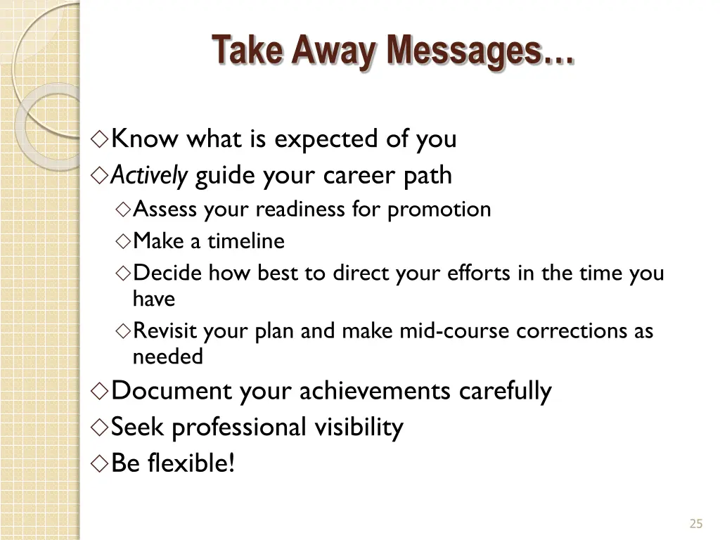take away messages