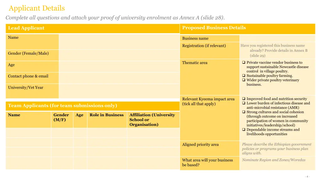 applicant details complete all questions