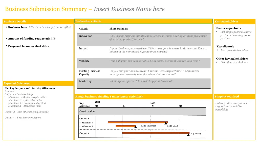 business submission summary insert business name