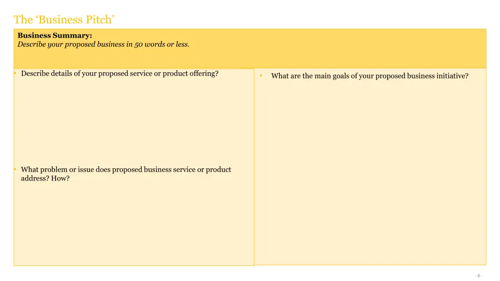 the business pitch