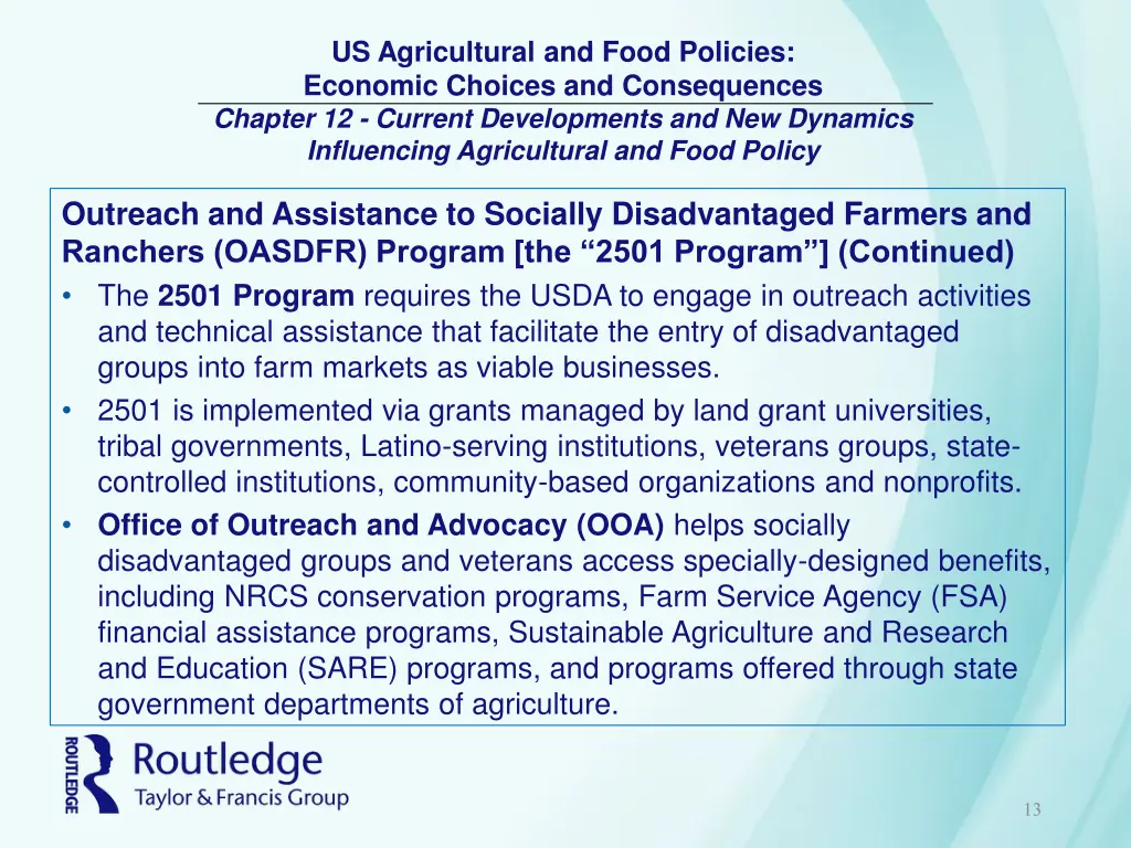 us agricultural and food policies economic 12
