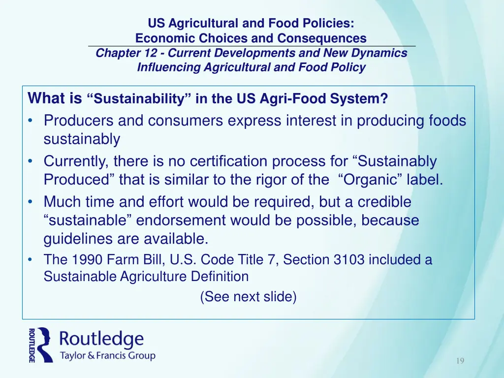 us agricultural and food policies economic 18