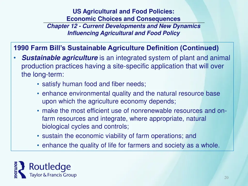 us agricultural and food policies economic 19