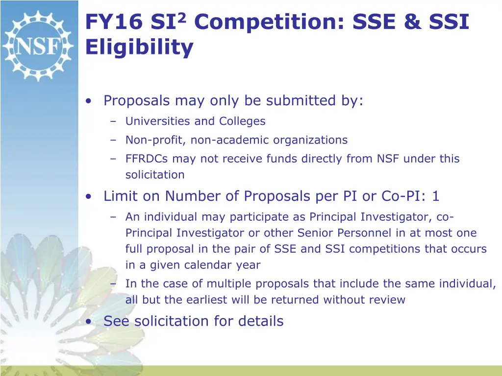 fy16 si 2 competition sse ssi eligibility