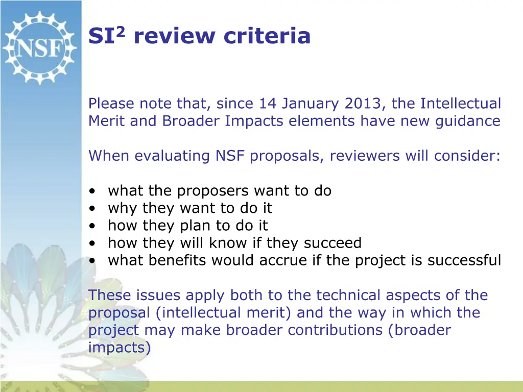 si 2 review criteria 1