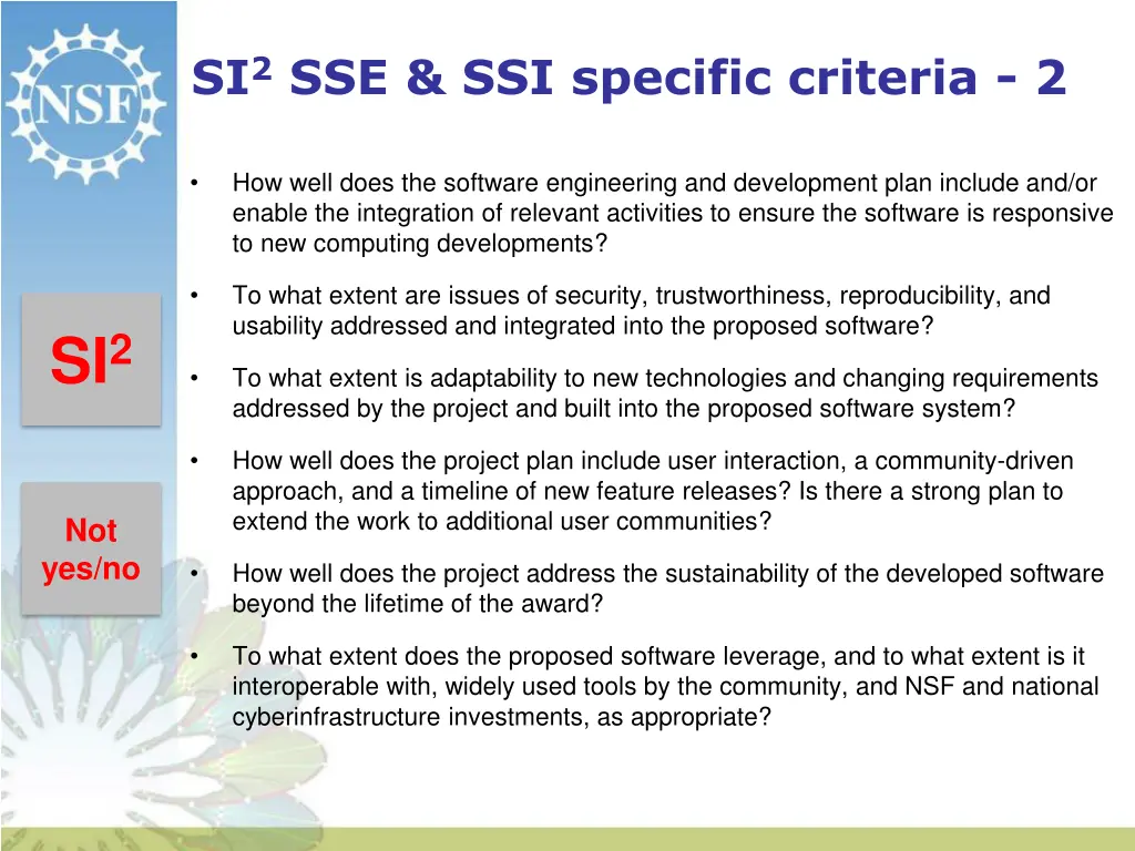 si 2 sse ssi specific criteria 2