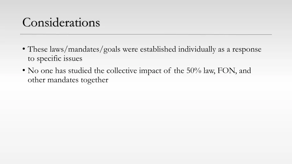 considerations