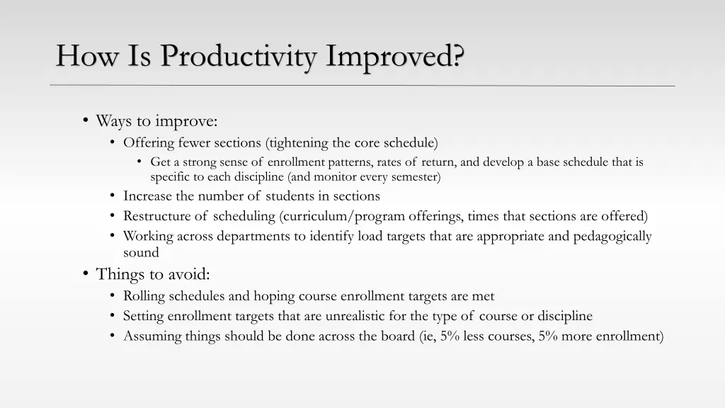 how is productivity improved