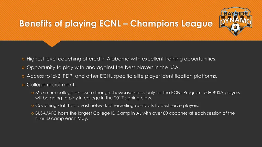 benefits of playing ecnl champions league