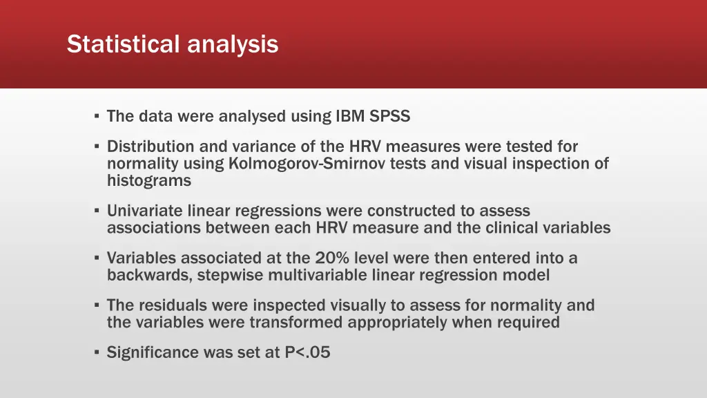 statistical analysis