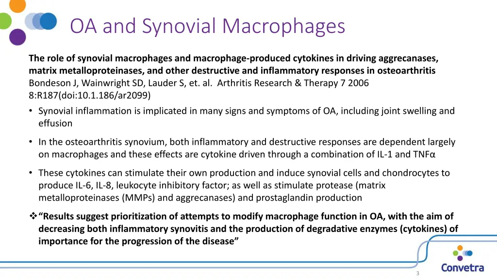 oa and synovial macrophages