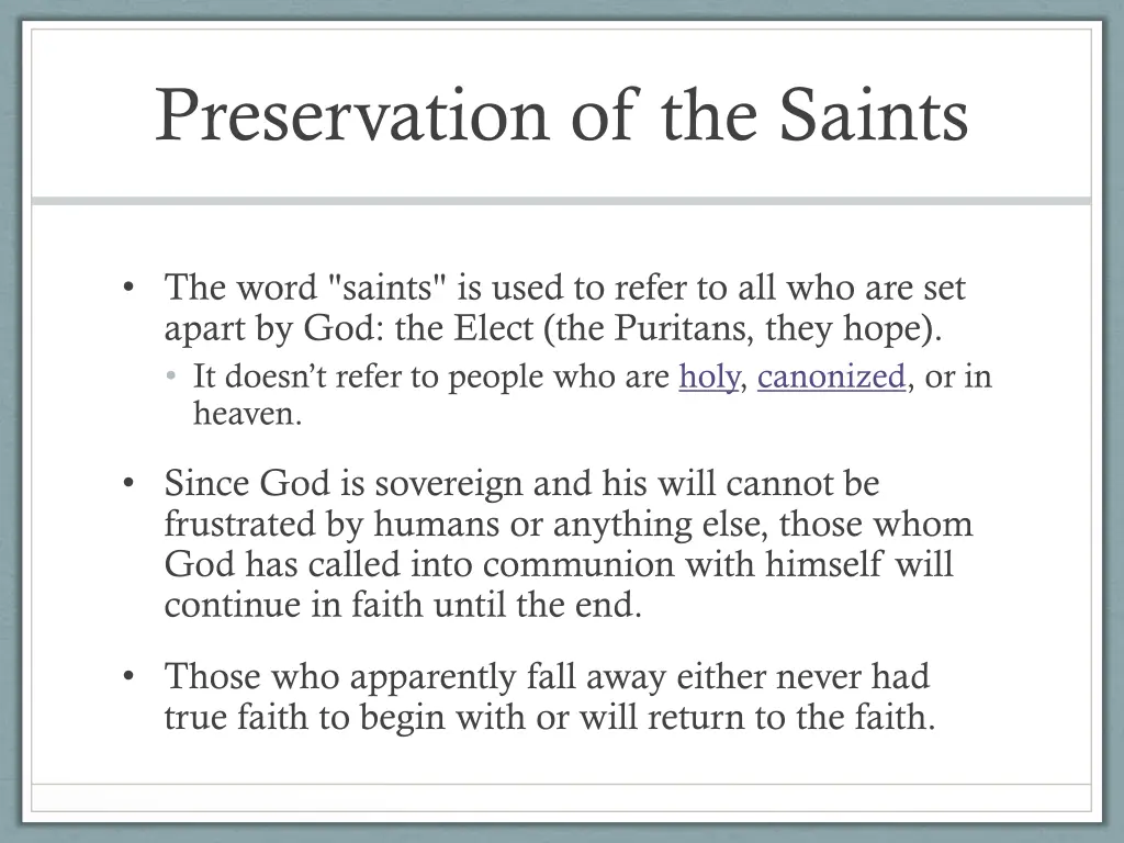 preservation of the saints