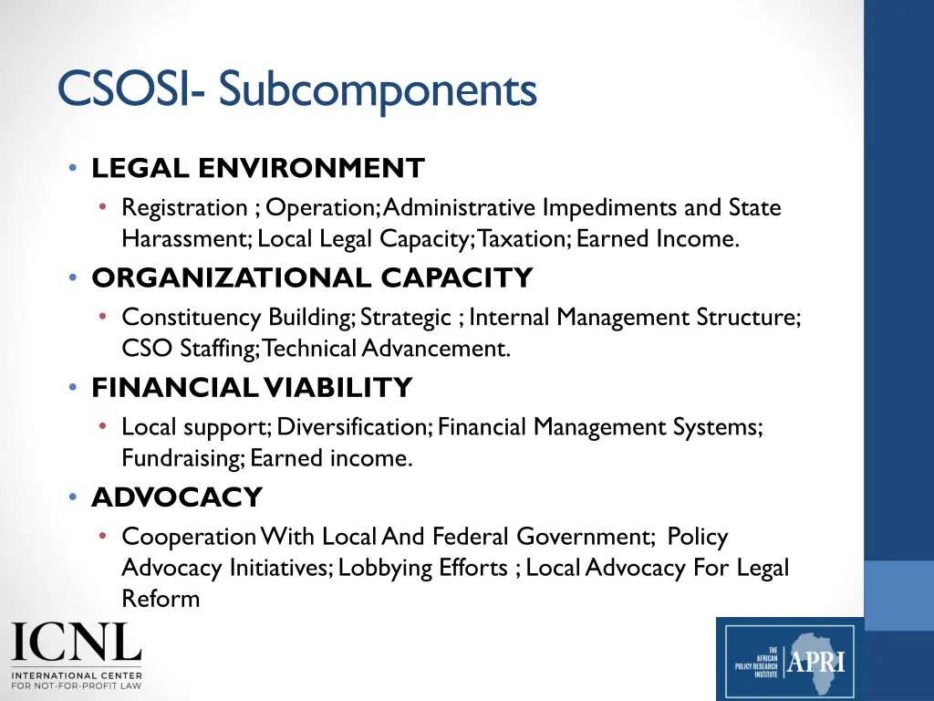 csosi subcomponents